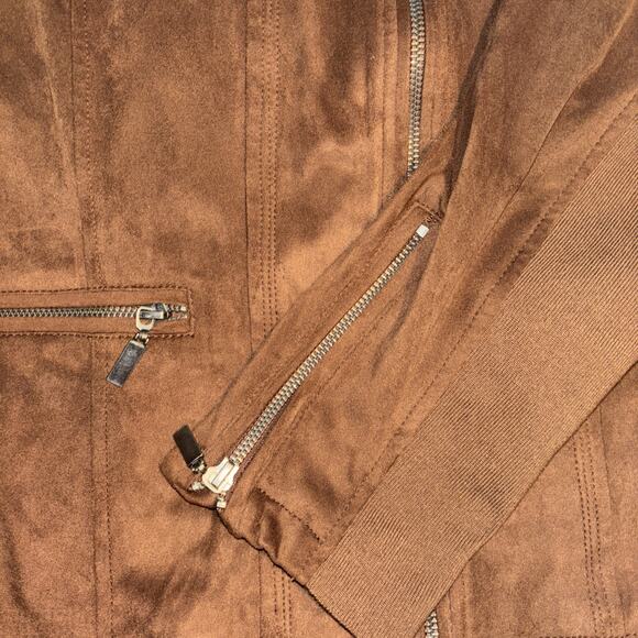 Mo-Ka by Santa Fe Apparel Sz 2X Faux Suede Moto Jacket Zipper Hem Dark Brown NWT - Picture 9 of 11